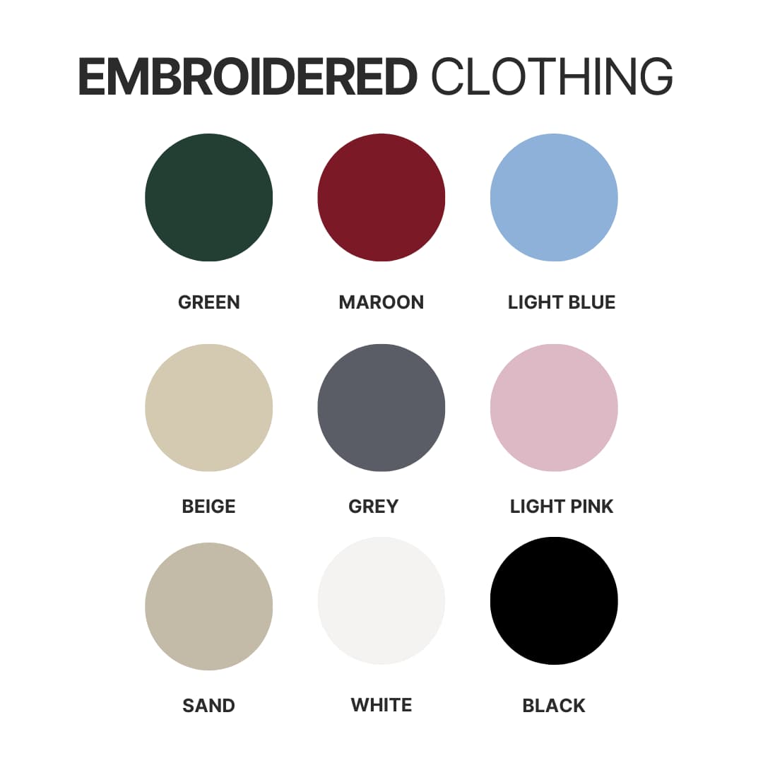 Embroidered clothing color chart - Dog Gifts Store