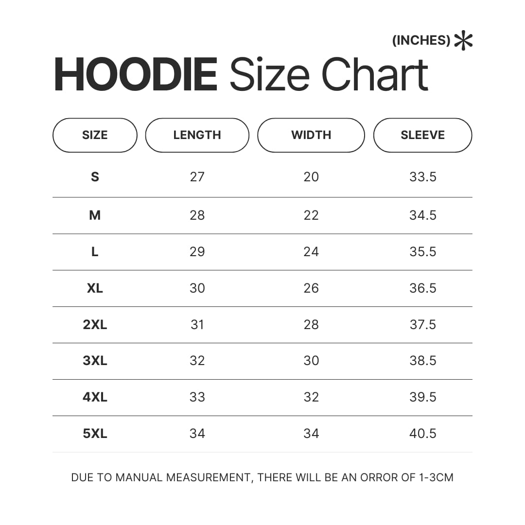 Hoodie Size Chart - Dog Gifts Store