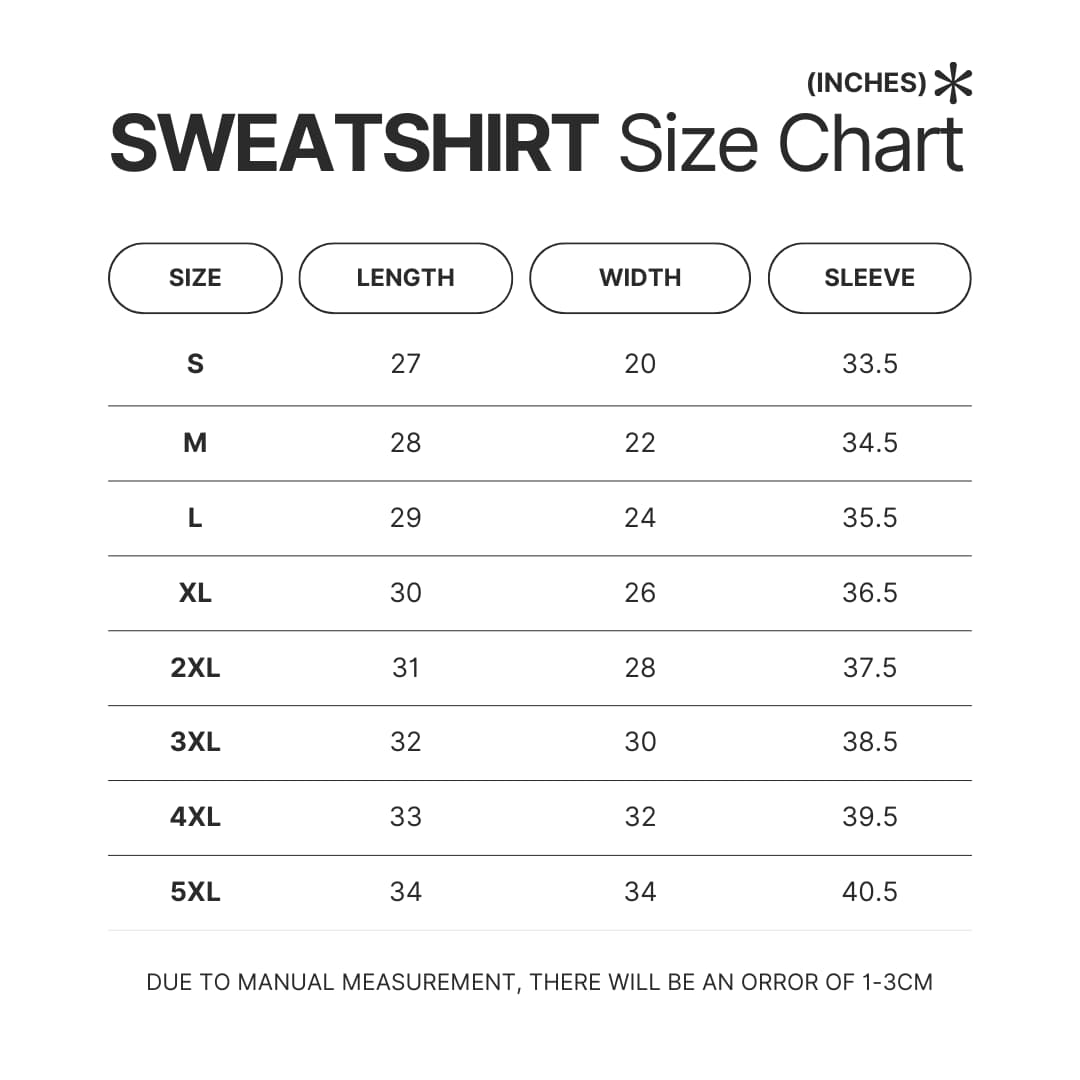 Sweatshirt Size Chart - Dog Gifts Store