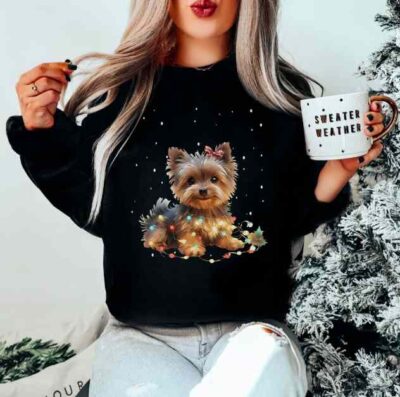 Adorable Yorkshire Terrier Christmas Sweatshirt