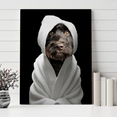 Black Goldendoodle Bathtub Cute Wall Art