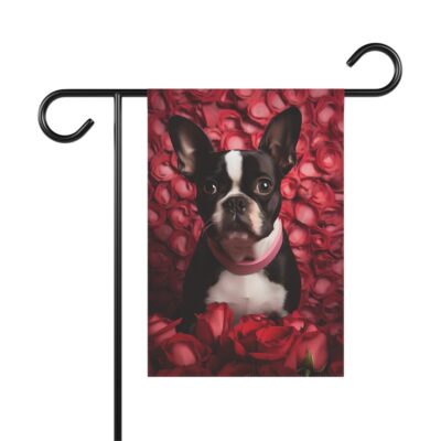 Boston Terrier Blooming Valentine Flag