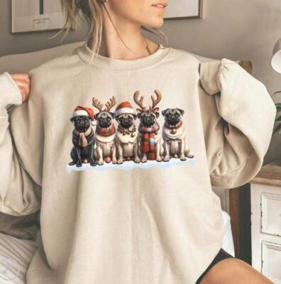 Dogs Black Pug Dog Person Christmas Sweatshirt