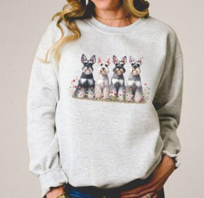 Dogs Schnauzer Floral Dog Mama Sweatshirt