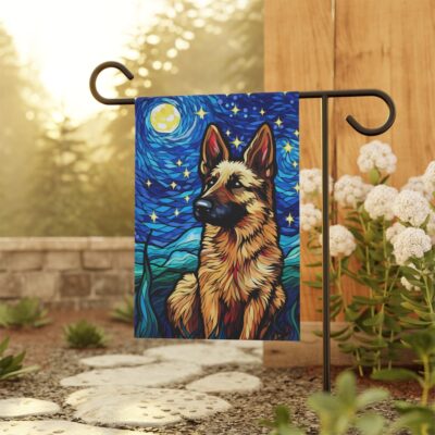 German Shepherd Starry Night Yard Flag