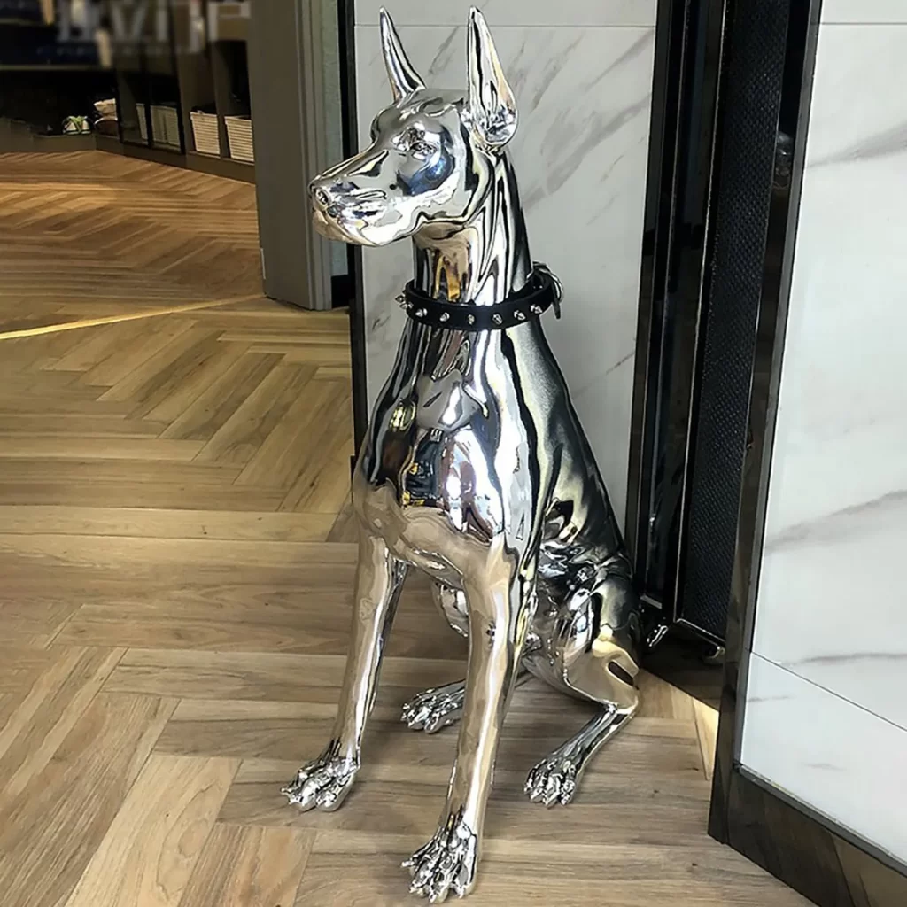 Nordic Home Decoration Electroplate Doberman Dog Sculptures and Figurines Large Art Home Accessories Room Decor Animal 3 - Dog Gifts Store