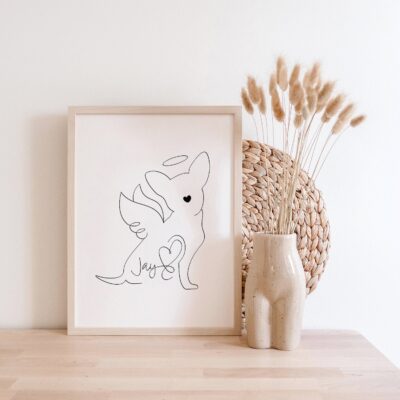 Personalised Chihuahua Halo and Angel Wings Wall Art