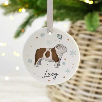 Personalised English Bulldog Ceramic Ornament