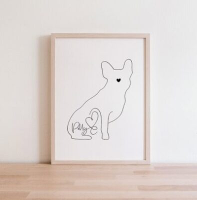 Personalised French Bulldog Black and White Wall Art