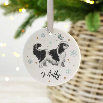 Personalised King Charles Spaniel Ceramic Christmas Ornament