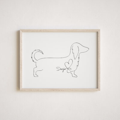 Personalised Long Hair Dachshund Wall Art