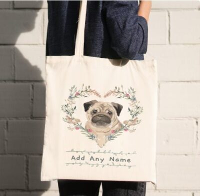 Personalised Pug Dog Portrait Tote Bag