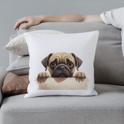 Personalizable Cute Peeking Pug Pillow