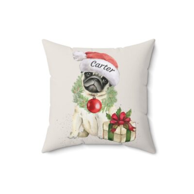 Personalizable Pug Christmas Pillow