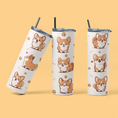 Personalized Adorable Kawaii Corgi Tumbler