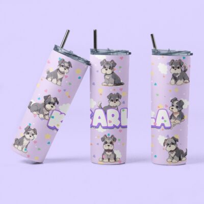 Personalized Adorable Schnauzer Pup Tumbler