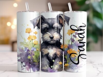 Personalized Adorable Schnauzer Puppy Tumbler