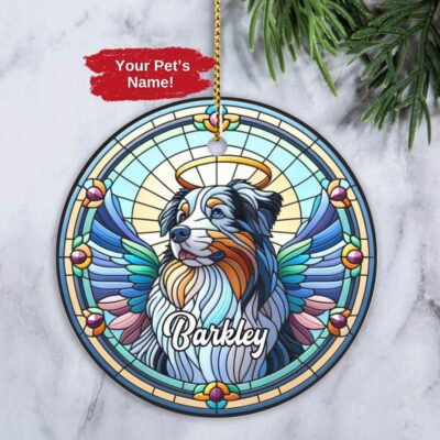 Personalized Australian Shepherd Angel Dog Ornament