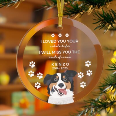 Personalized Australian Shepherd Glass Ornament