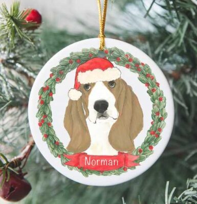 Personalized Basset Hound Christmas Ornament