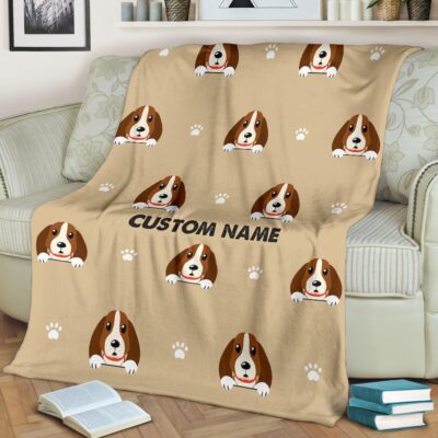 Personalized Basset Hound Mom Dad Blanket