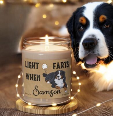 Personalized Bernese Mountain Dog Candle