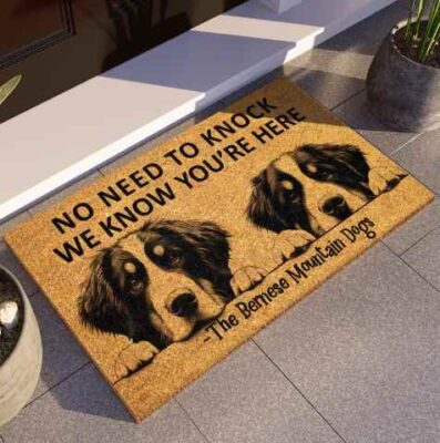 Personalized Bernese Mountain Dogs Peekaboo Doormat