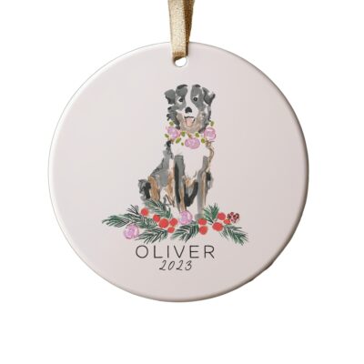 Personalized Bernese Mountain Flowers Ornament