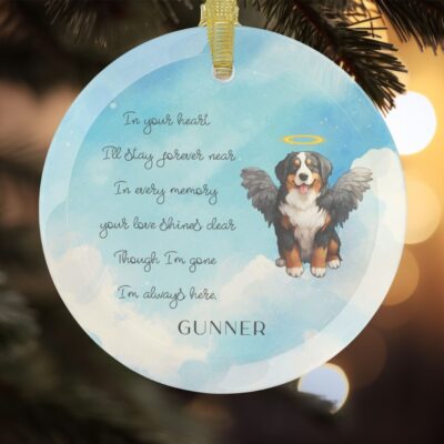 Personalized Bernese Mountain Memorial Glass Ornament