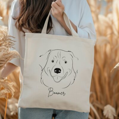 Personalized Bernese Mountain Portrait Outline Tote Bag