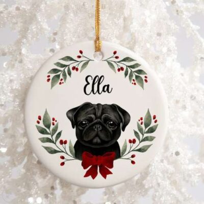 Personalized Black Pug Ornament