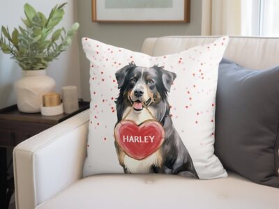 Personalized Black Tricolor Australian Shepherd Pillow