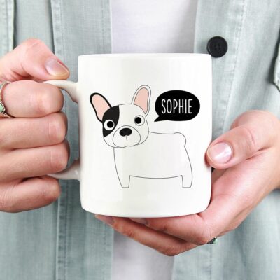 Personalized Black and White French Bulldog Mug