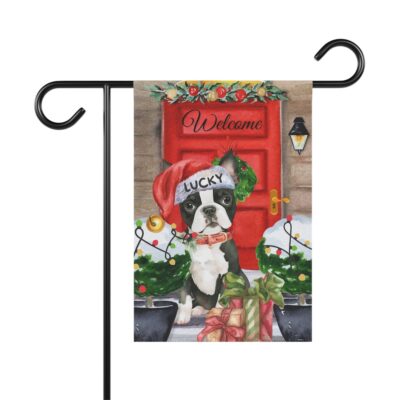 Personalized Boston Terrier Dog Christmas Flag