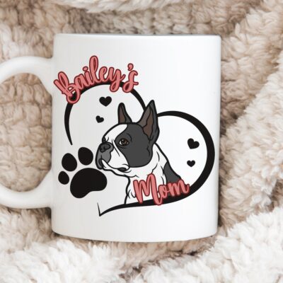 Personalized Boston Terrier Hearts and Paws Mug