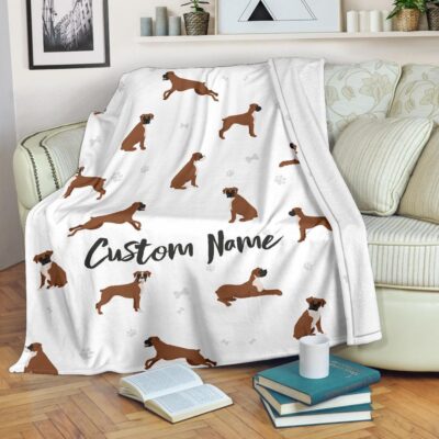 Personalized Boxer Dog Mom Dad Owner Blanket