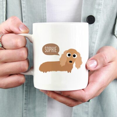 Personalized Brown Long Haired Dachshund Mug