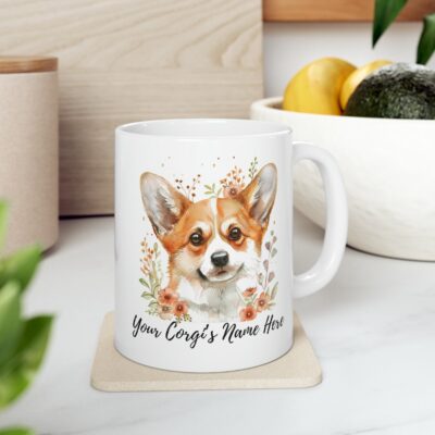 Personalized Corgi Floral Mug