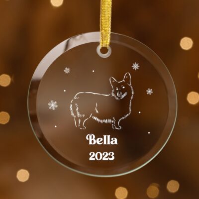 Personalized Corgi Glass Ornament