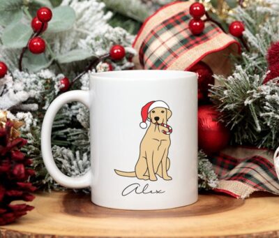 Personalized Cute Golden Retriever Christmas Mug