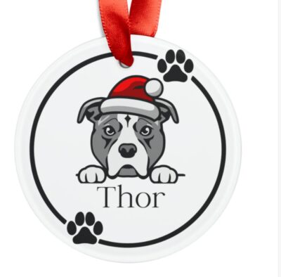 Personalized Cute Pitbull Ornament