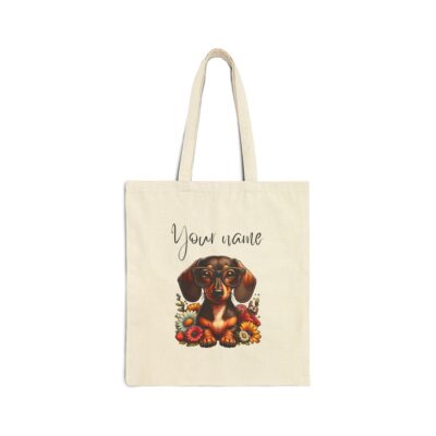 Personalized Dachshund Floral Tote Bag