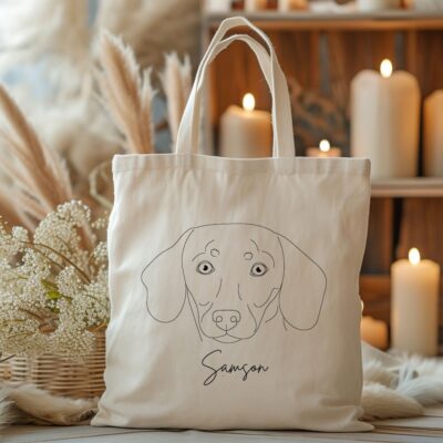 Personalized Dachshund Outline Tote Bag