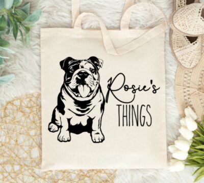 Personalized English Bulldog Puppy Tote Bag