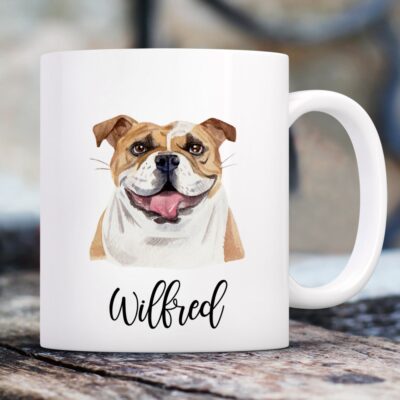 Personalized English Bulldog Watercolor Mug