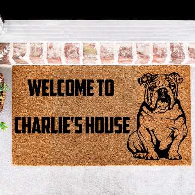 Personalized English Bulldog Welcome Doormat