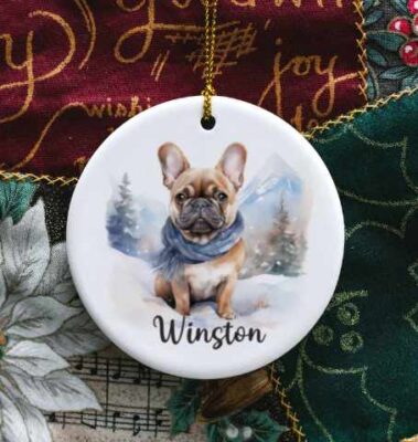 Personalized French Bulldog Winter Ornament