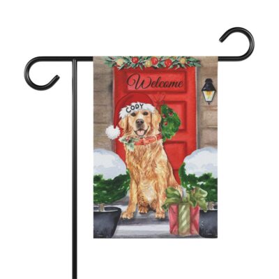 Personalized Golden Retriever Christmas Flag