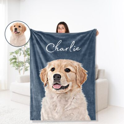 Personalized Golden Retriever Photo Blanket