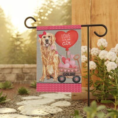 Personalized Golden Retriever Valentine Garden Flag